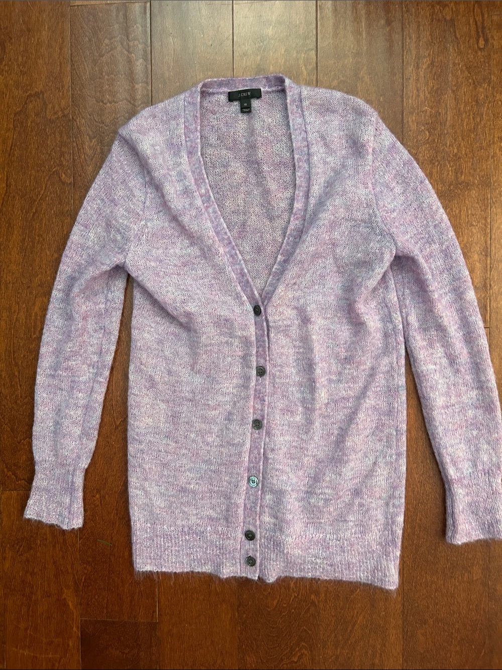 J. Crew Ethereal Lilac Kid Mohair Blend Marled Button-Front V-Neck Cardigan, XS
